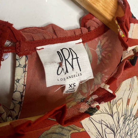 DRA Hazel Red Floral Ruffle Blouse XS - Picture 3 of 6